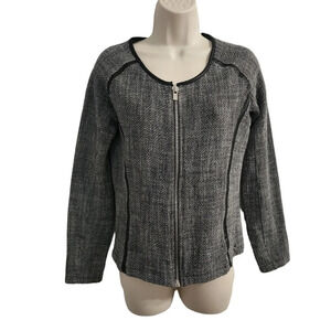 SCOTCH + SODA MAISON SCOTCH Black White Zip Up Cotton Tweed Jacket Size S